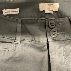 LOFT Olive Gray Petite Straight Crop Pants